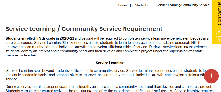 Service Learning Requirements